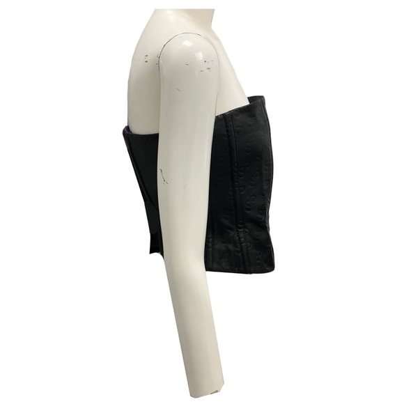 SAKS POTTS BLACK LAMB LEATHER TATTOO CORSET TOP - Picture 2 of 6